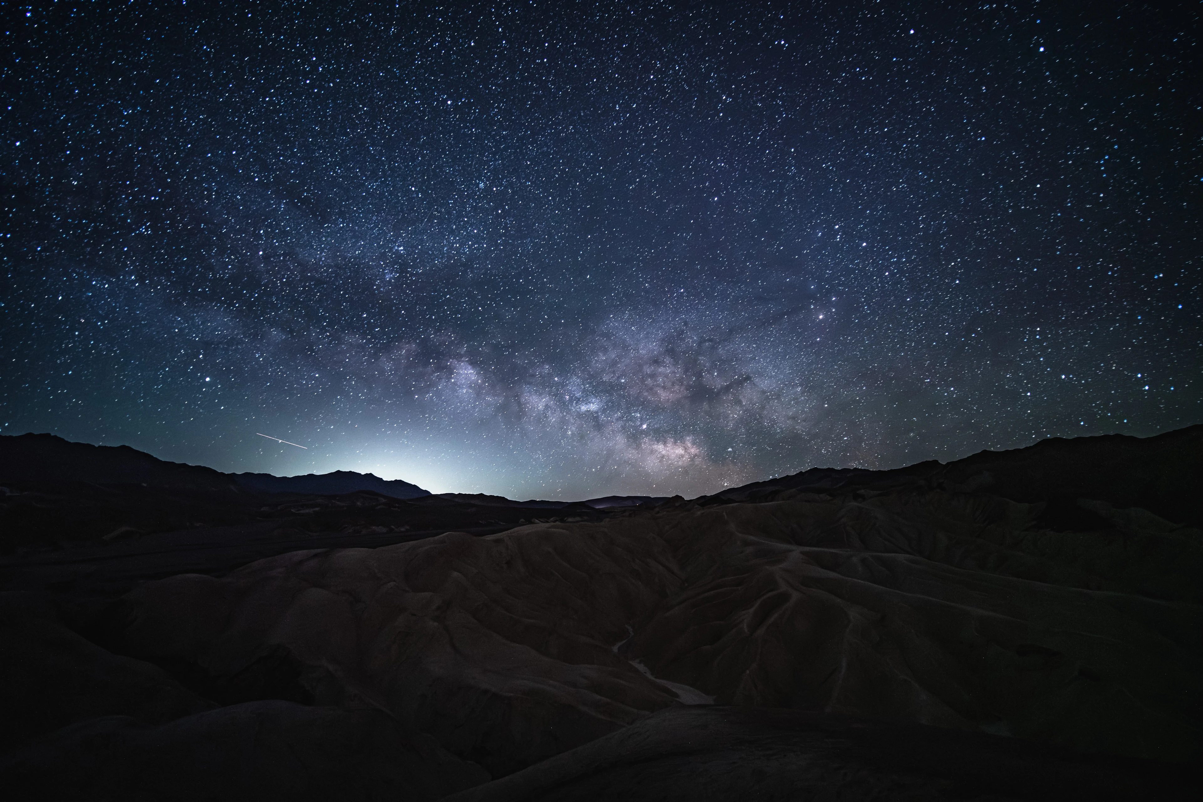 The Milky Way rising above Zabriskie Point in Death Valley