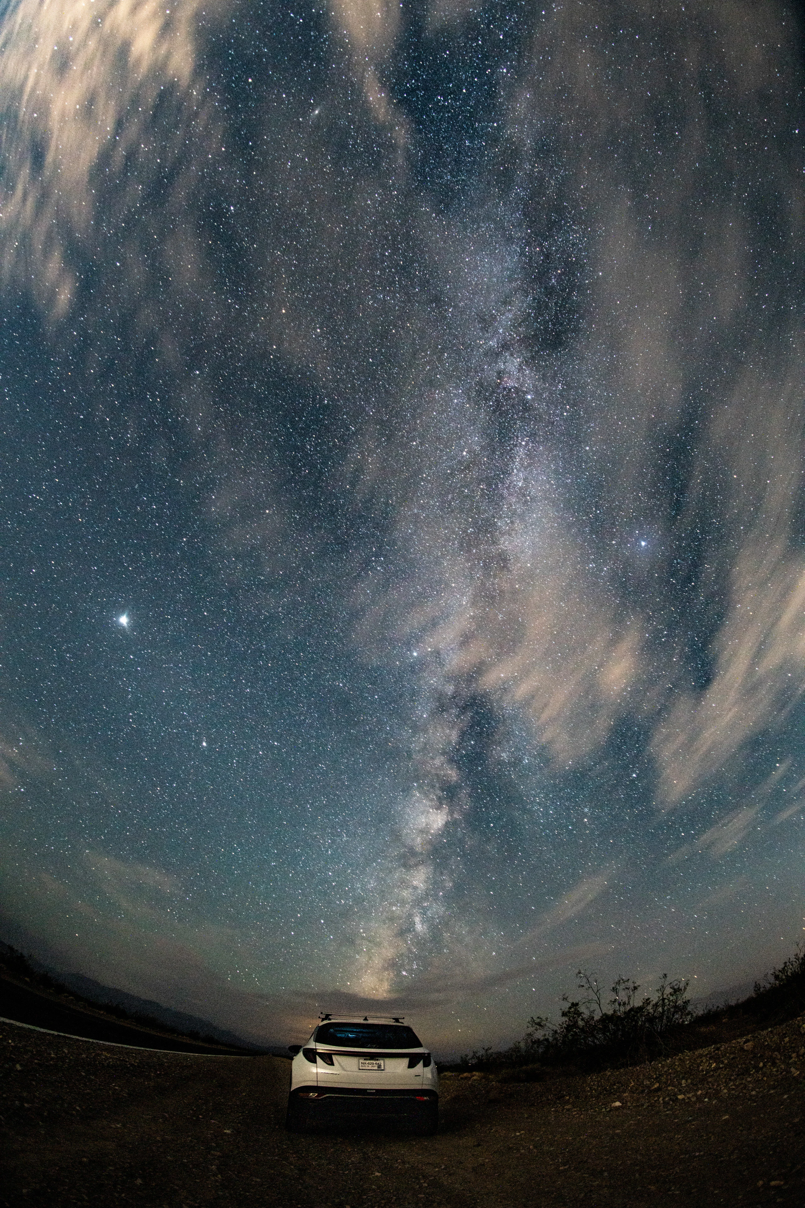 A close view of the Milky Way core above the desert
